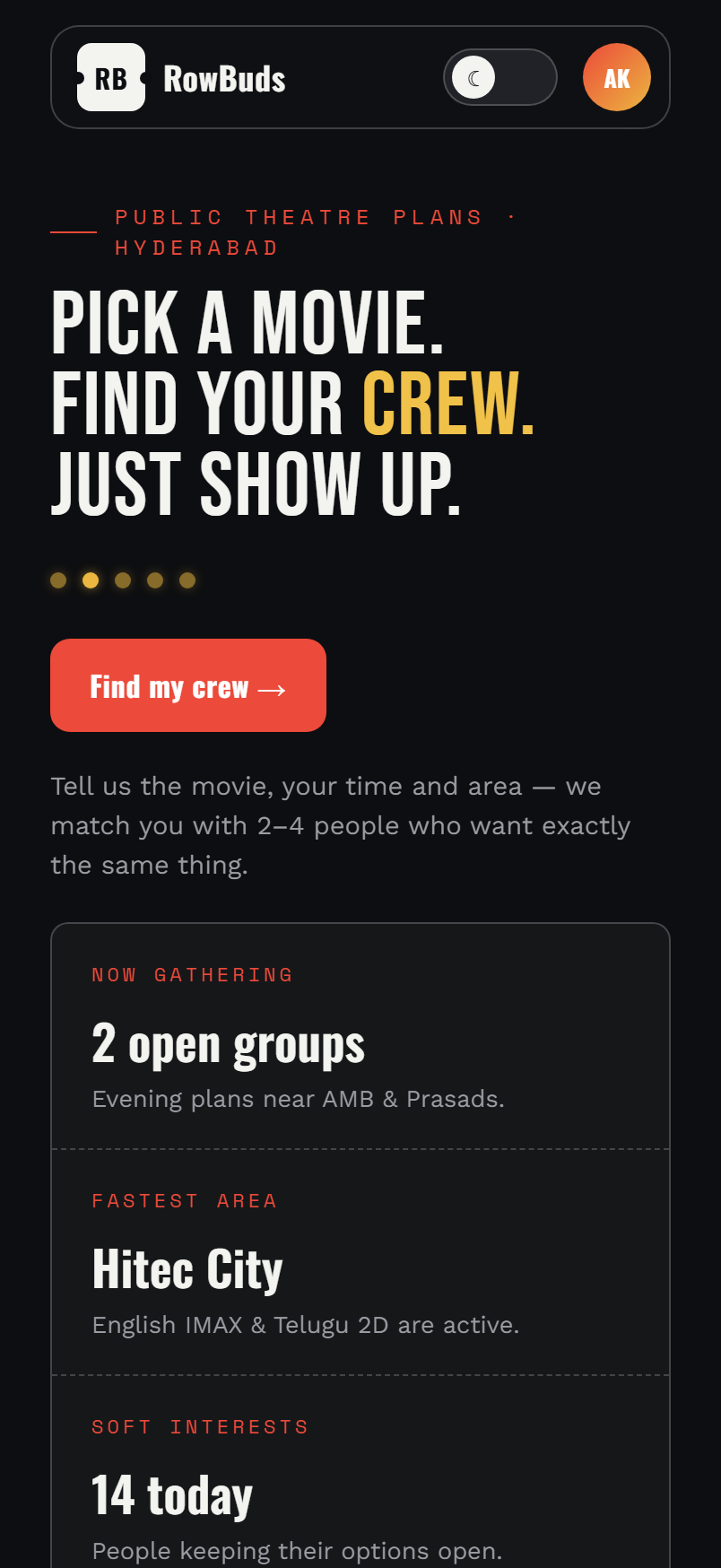 Pick a movie and when you're free